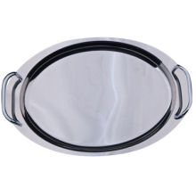 Mirror Oval Steel Serving Trays with Handle