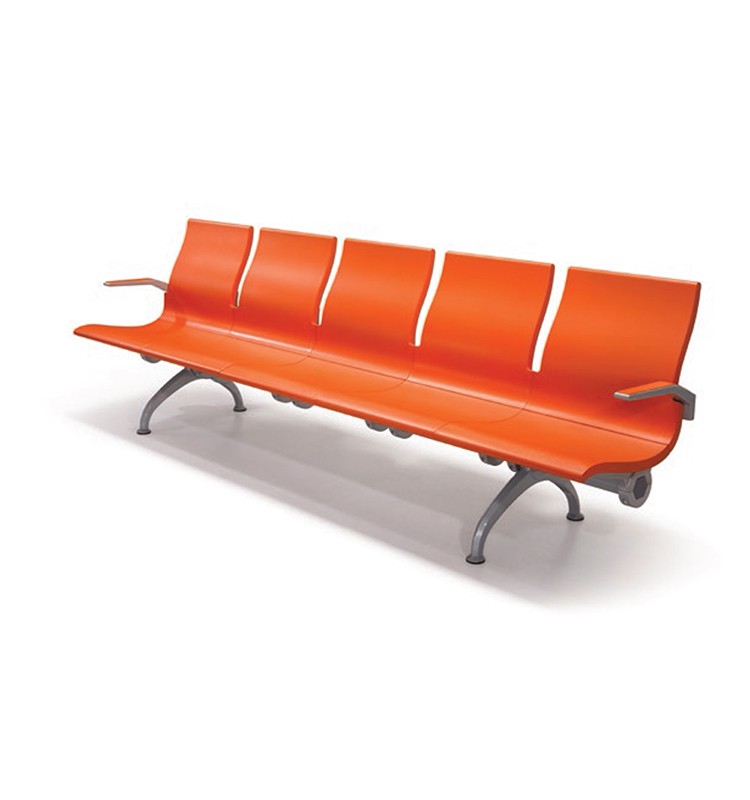 New design 5-seater gang chairs orange waiting chairs