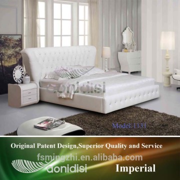 american style high headboard white leather bed JA1131