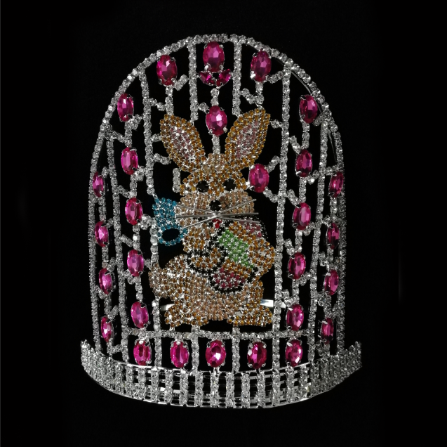 Easter Pageant Crown Egg Rabbit Rhinestone Tiara