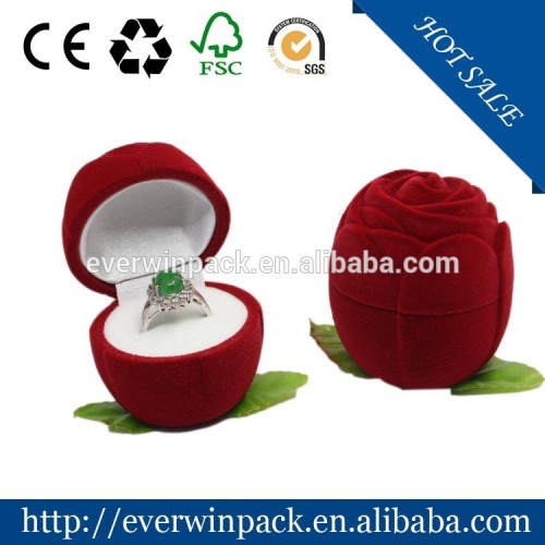 High quality cheap flocking rose ring case