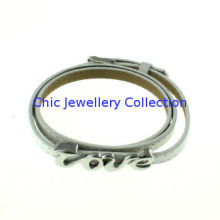 High Polishing Link Chain Leather Wrist Bracelets For Promotion