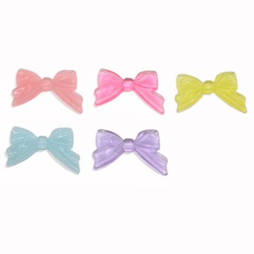 Cute Jelly Candy Resin Bowtie Flatback Cabochons Flat Back Bowknot Embellishments Scrapbooking Decorations Hair Bow Center DIY