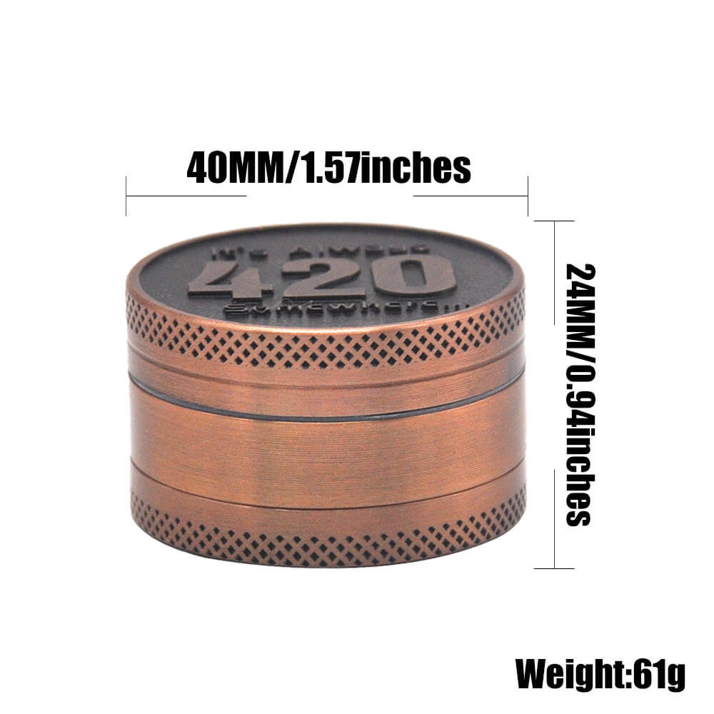 Relief style Zinc Alloy 40mm 3 pieces herb grinder weed grinder 16+12 teeth herb crusher smoking accessories