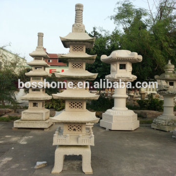 Outdoor carved stone lamp and lantern
