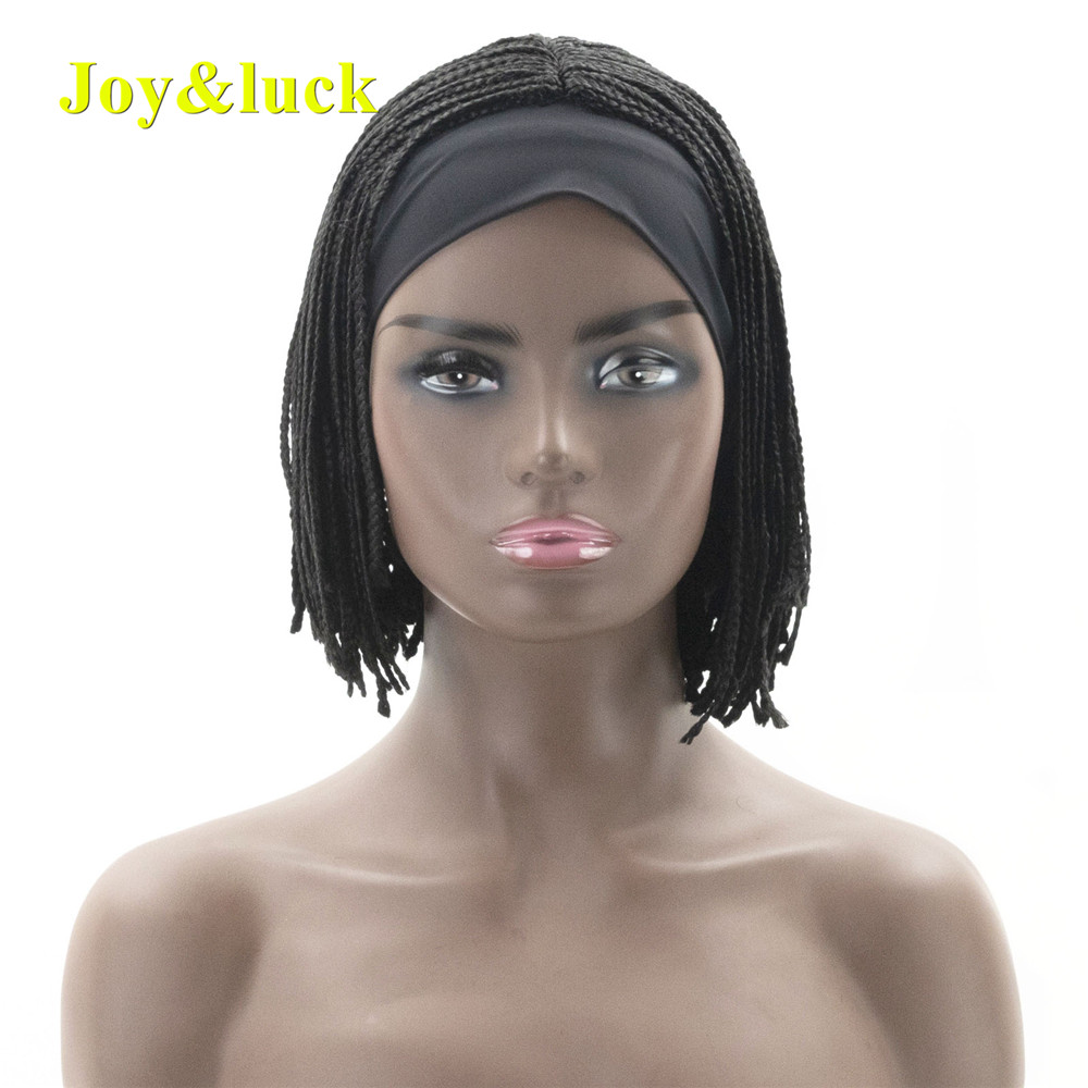 Bob Head Band Wigs for Women Black Hairband Wholesale Scarf Short Straight Micro Box Braided Headband Wig Synthetic Hair Wigs