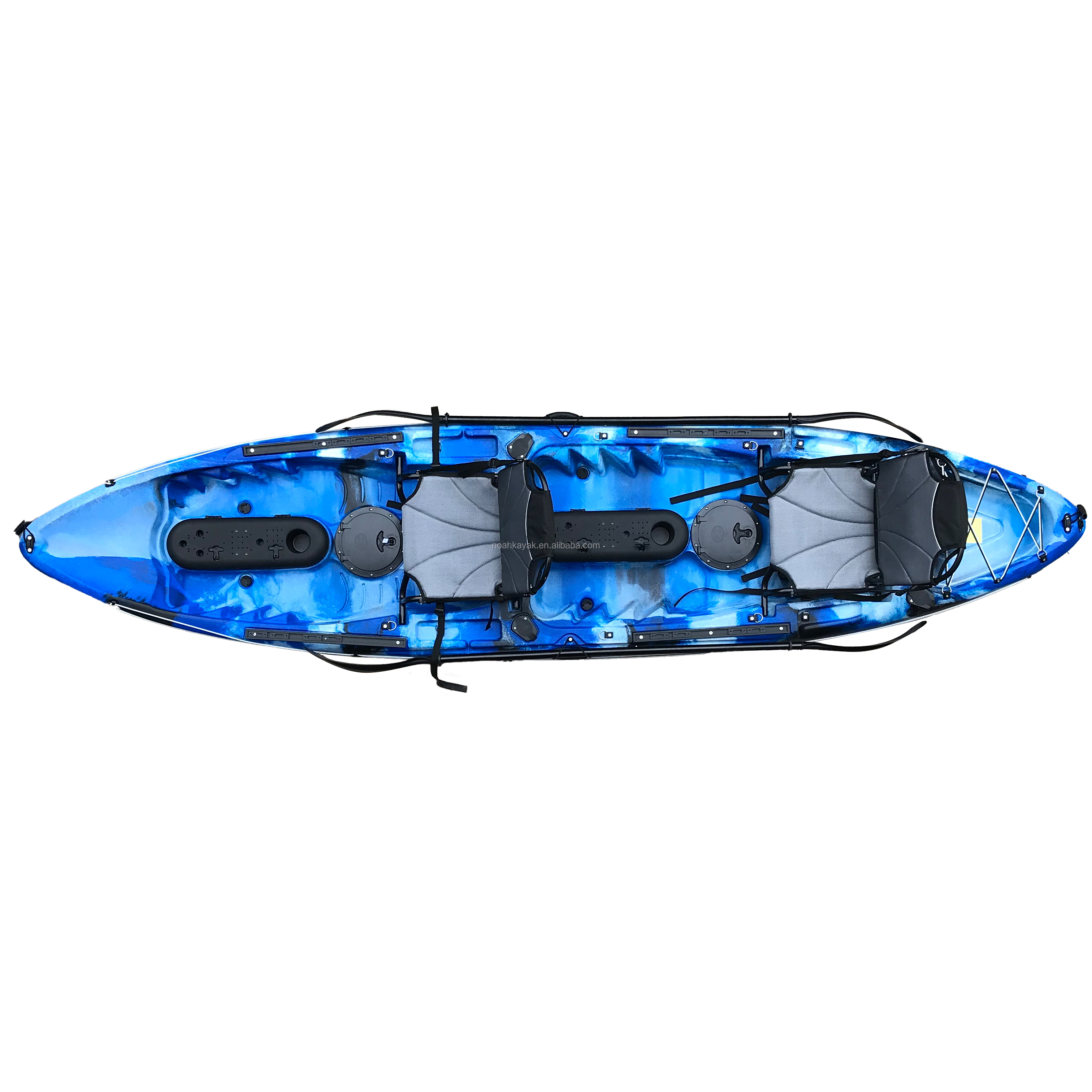 Kayak de pesca doble se siente en la parte superior kayak