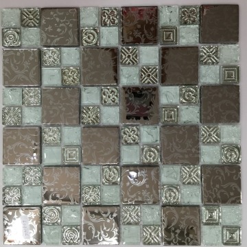 modern silver color mosaic, crystal floor mosaic, low price glass mosaic