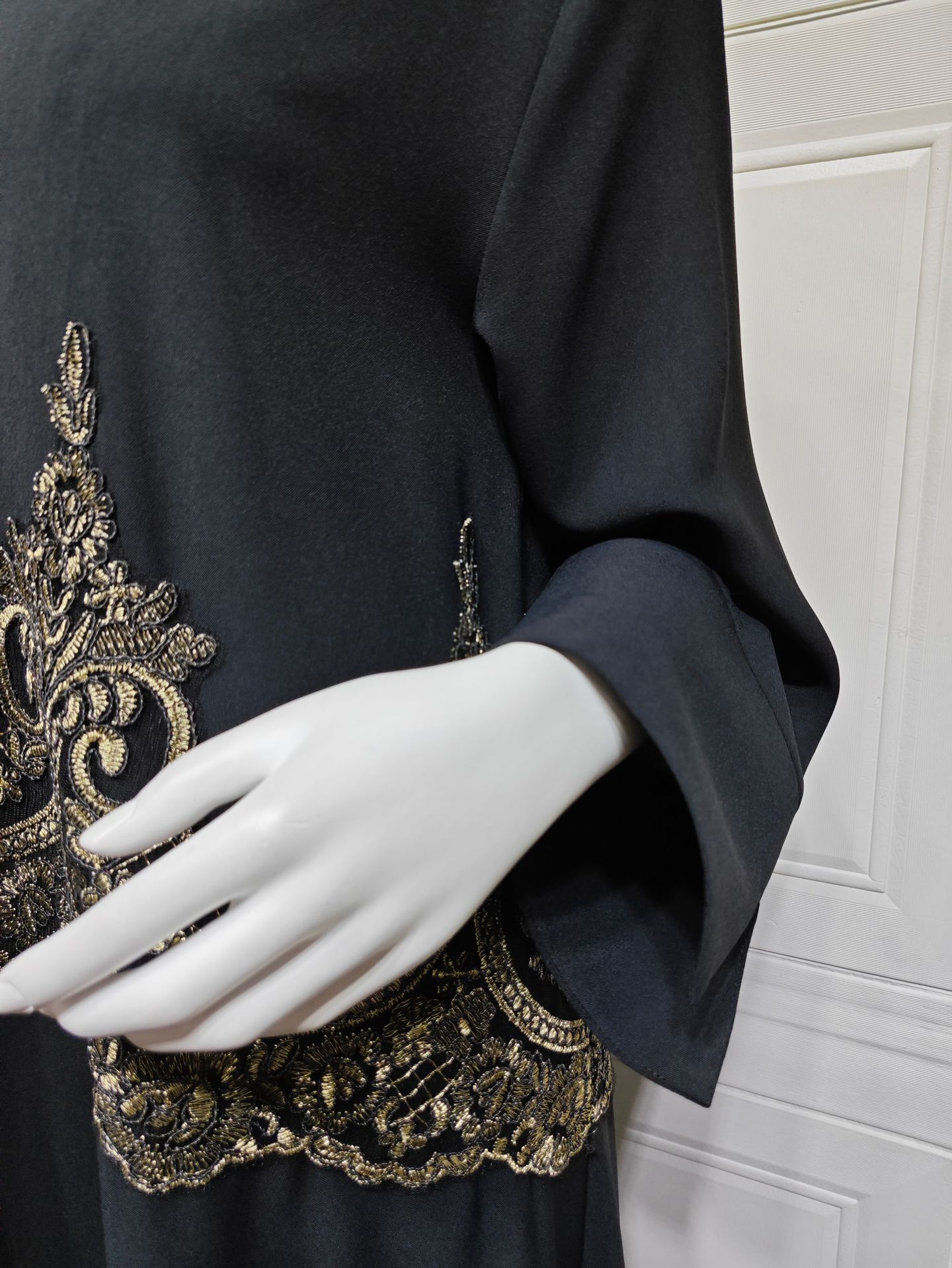 کیمونو عبای مشکی زیبا برای زنان مسلمان MQ247 (12) Elegant Black Kimono Abaya for Muslim Women MQ247 (12)