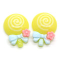 100 piezas japonés Kawaii arco brillo Lolly simulación piruletas Flatback resina Cabochons Scrapbooking teléfono caso pelo arco centro D