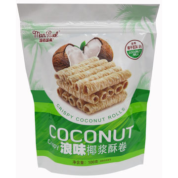 Egg roll, cookie,cracker, candy