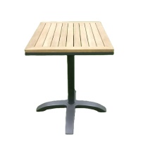 High Quality Outdoor Aluminum Burmese Teak Wood Top Garden Dining Table Cafe Furniture