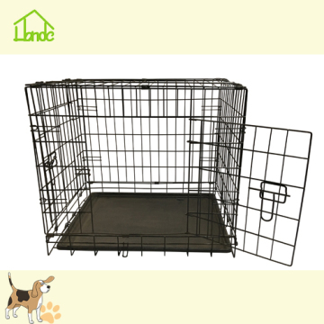 Two Doors Black Folding Dog Cage