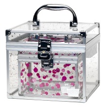 Medium transparent aluminum makeup beauty case,acrylic makeup organizer
