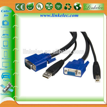 New USB 2.0 KVM switch Mouse Keyboard VGA male-male computer monitor cable