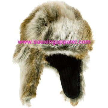 fox fur fake fur trooper trapper pilot hat