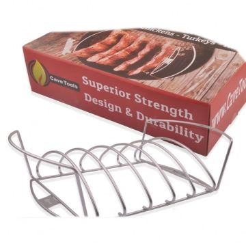 Stainless Steel Rib Roast BBQ Rack - Reversible Roasting and Rib Rack