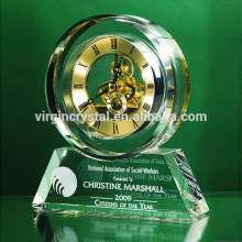 Crystal mechanical table clock with customized logo