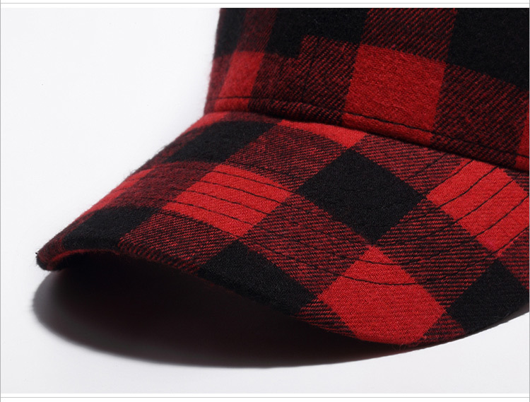 Cotton black and red checkered cap baseball cap (5)