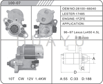 STARTER FOR TOYOTA LX450 1FZFE 17485 STARTER MOTOR