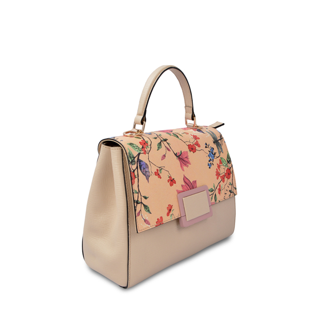 Fashion Pu Leather Flower Printed Handbag Women Tote Bags