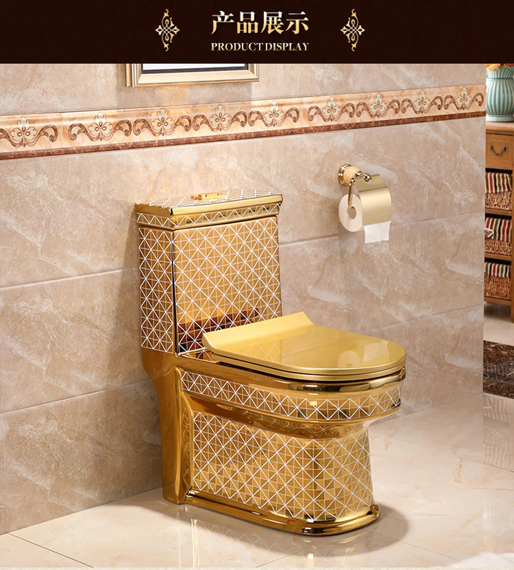 European Tyle Luxury Golden Flush Toilet Toilet Home Creative Personality Color Toilet