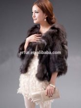YR411 Women Real Silver Fox Belly Fur Coat