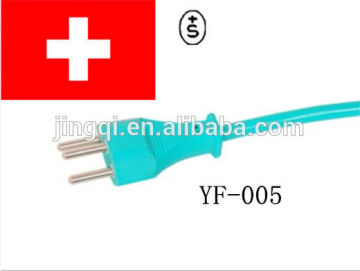 Swiss SEV standard three pin plug power cord