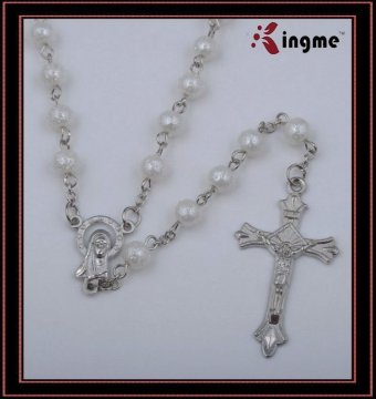 White Peal Beads Catholic Rosary