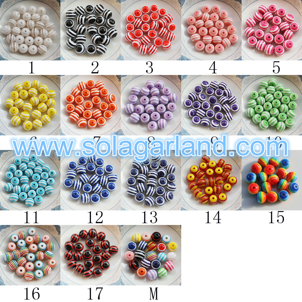 Resin Stripe Chunky Beads