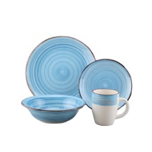 Wholesale Cheap Western Hand Painted White Stoneware Dinner