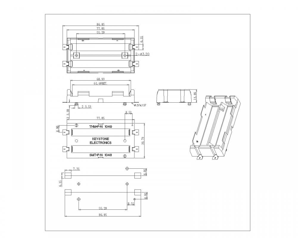 Bbc M Go A 18650 048 Dual Battery Holder For 18650 Smt