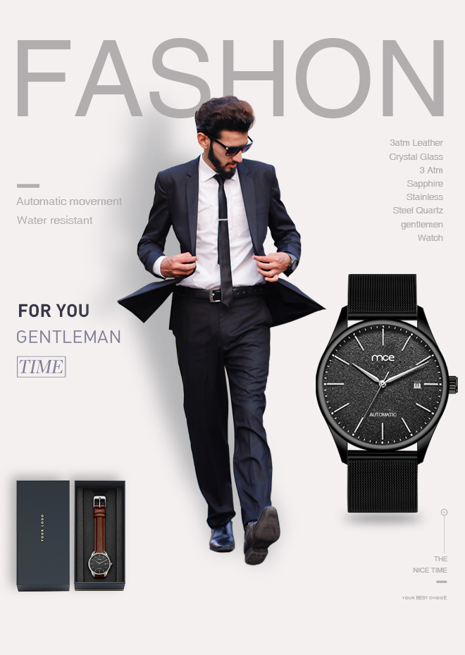 mce brand logo automatic mesh watch men