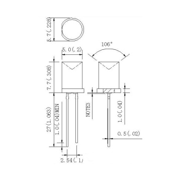 5mm Red Flashing LED Clear Concave lens