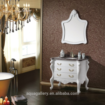 Ivory White Color Oak Wood Antique Bathroom Cabinets