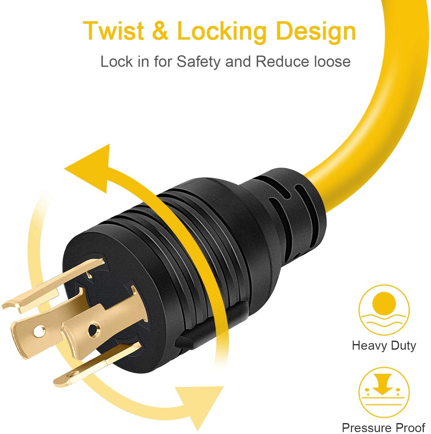 Welder Adapter Plug Cord, L14-30P Twist-Lock Male to 6-50R Female, 4 Prong to 3 Prong Generator to Welder Adapter Power Cord