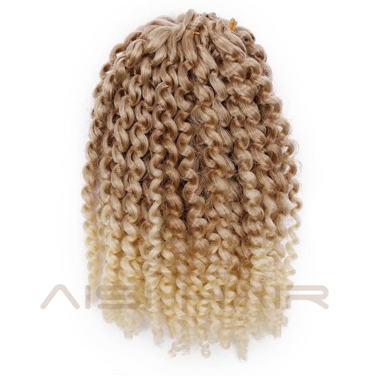 Aisi Hair Wholesale 12 Inch High Quality Marly Bob Heat Resistant Fiber Ombre Blonde Synthetic Crochet Braiding Hair Extensions