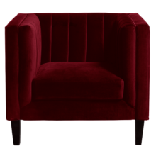 High Quality Wooden Legged Ruby Red Velvet Armchairs and Wedding Couch Sofas for Home Living