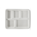 100% Compostable 5 Compartment Bagasse Plates Disposable School Lunch Trays