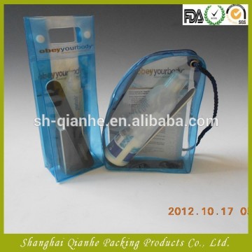 Transparent plastic bag with button