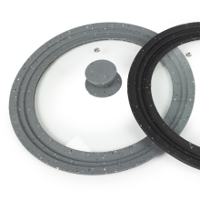 20-24 cm 3-in-1 Silicone Glass Lid for Stepped Rim Pots & Pans: Durable and Versatile Kitchen Accessory