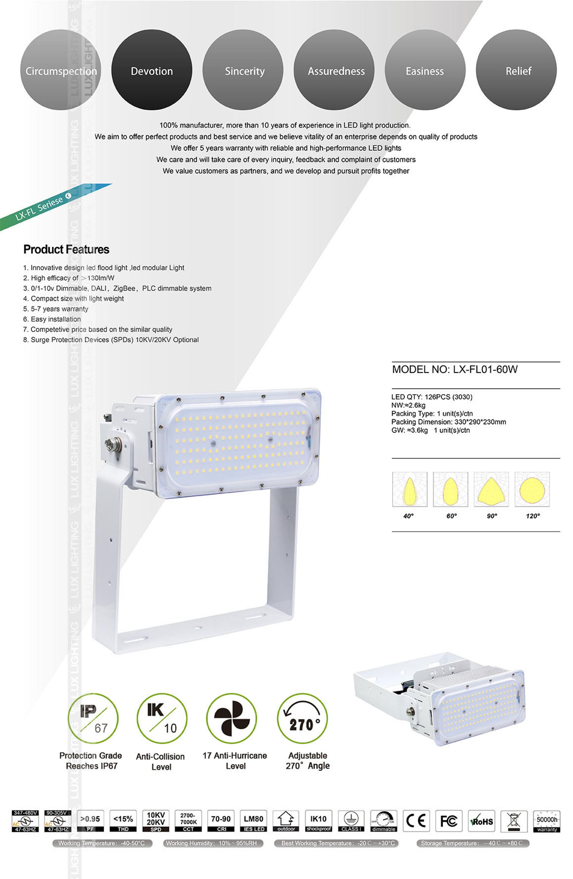 High Quality Module Floodlight 170lm/W 100W-1200w Led Flood Light for Stadium