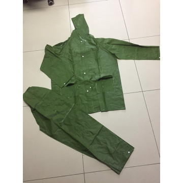 두건을 가진 공장 방수 PVC RainCoat 비 한 벌