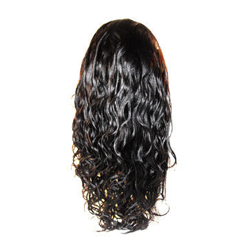 18-inch Long 1b# Color Yaki Loose Curl 100% Brazilian Virgin Hair Lace Front Wig on Hot Sale