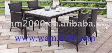 Alu. PE Wicker Dining table and chairs