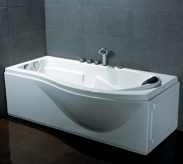 Black Stand Alone Tub Simple Rectangle Massage Bathtub