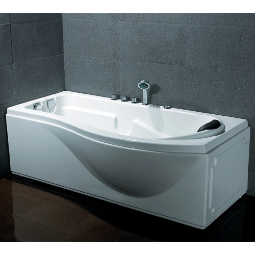 Black Stand Alone Tub Simple Rectangle Massage Bathtub