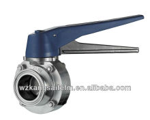 clamped sanitory butterfly valve with plastic multiposition handle