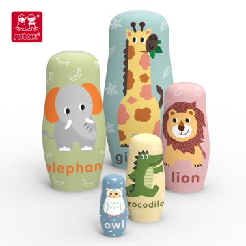 Cute Hand-Painted Wood Animal Custom Nesting Russian Dolls (Matryoshka) Wooden Russian Toys