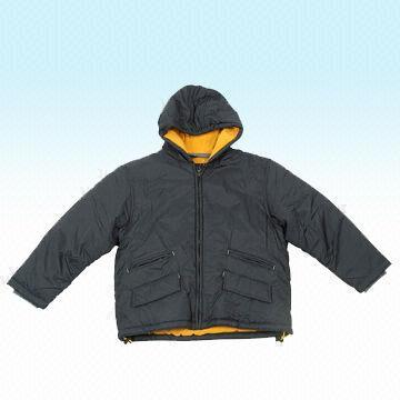 Men's Padded Jacket with Hood and PU Coating